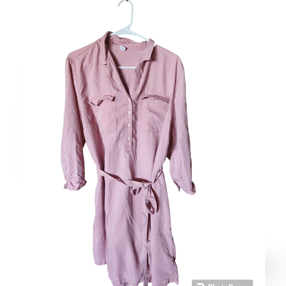 Old Navy  Light Pink Button Front Collared Tencel Shirt Dress Size XL